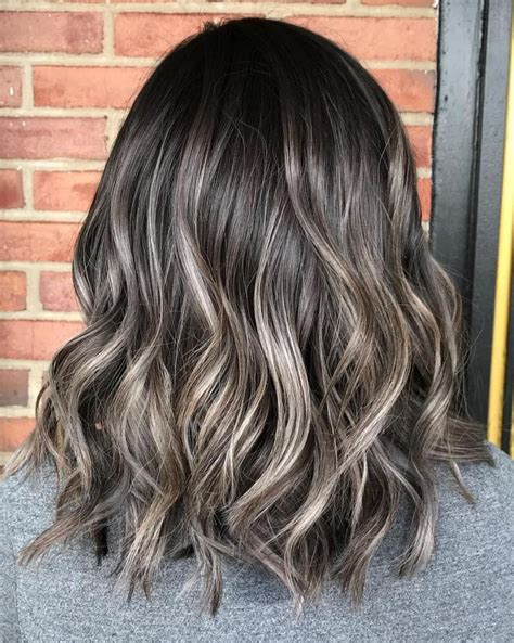 ash gray highlights on brown hair